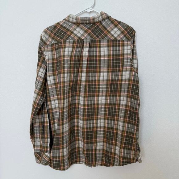 Women's Banana Republic Soft Wash Button Up XL Green Orange Yellow Cotton - Picture 2 of 7